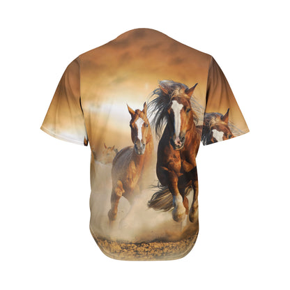 Running Wild Horses Print Men's Baseball Jersey