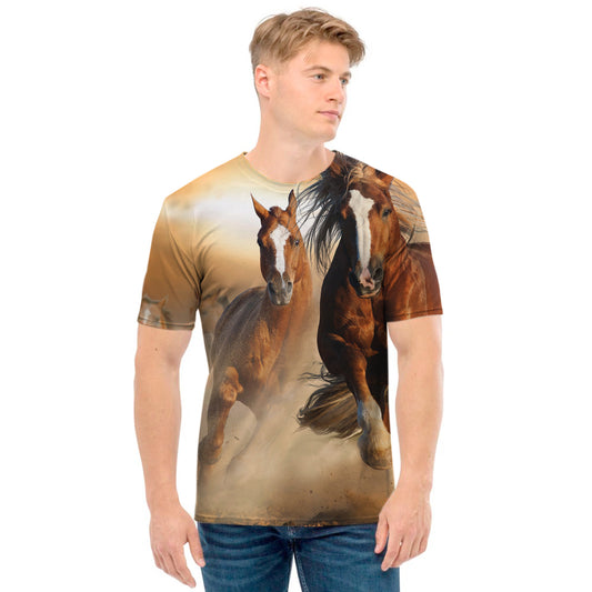 Running Wild Horses Print Men's T-Shirt