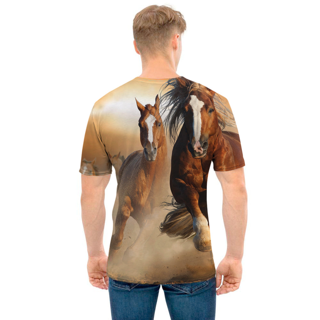 Running Wild Horses Print Men's T-Shirt