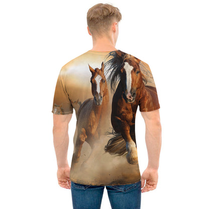 Running Wild Horses Print Men's T-Shirt