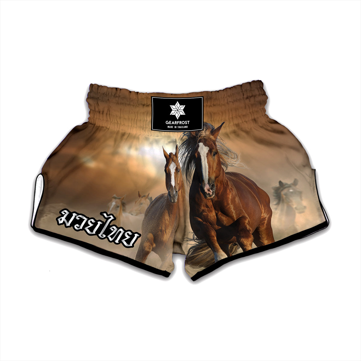 Running Wild Horses Print Muay Thai Boxing Shorts