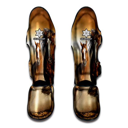 Running Wild Horses Print Muay Thai Shin Guard