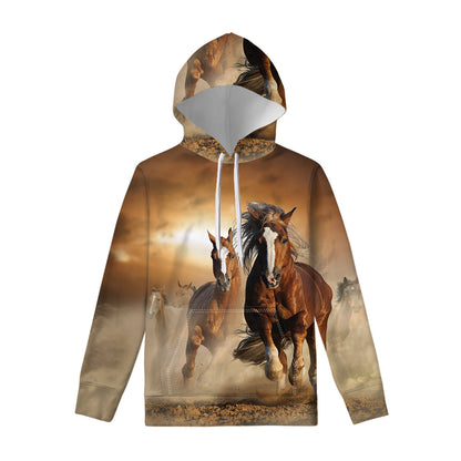 Running Wild Horses Print Pullover Hoodie