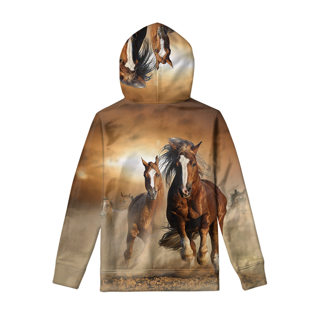 Running Wild Horses Print Pullover Hoodie