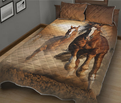 Running Wild Horses Print Quilt Bed Set