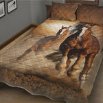 Running Wild Horses Print Quilt Bed Set