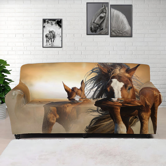 Running Wild Horses Print Sofa Cover