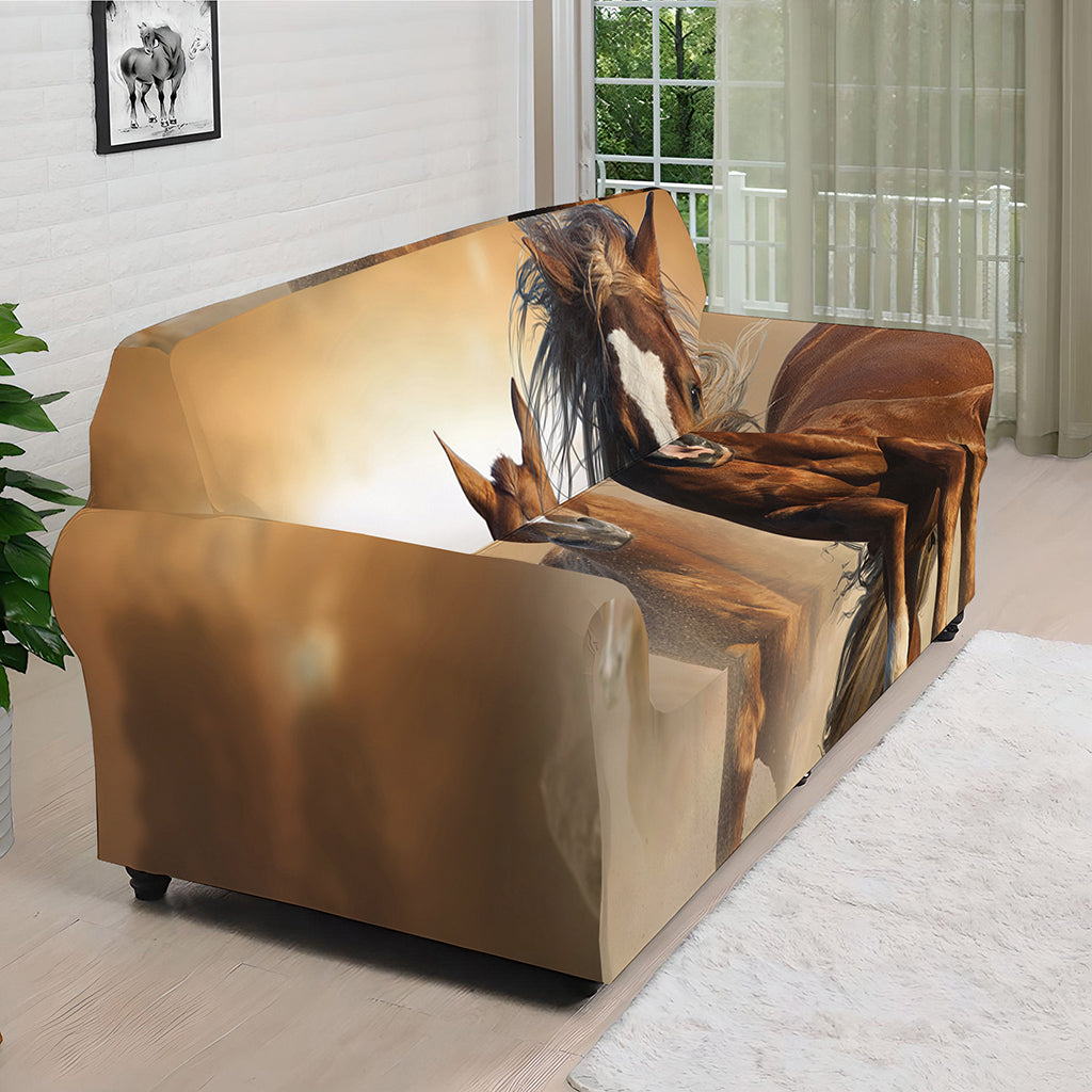 Running Wild Horses Print Sofa Cover