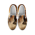 Running Wild Horses Print White Slip On Shoes