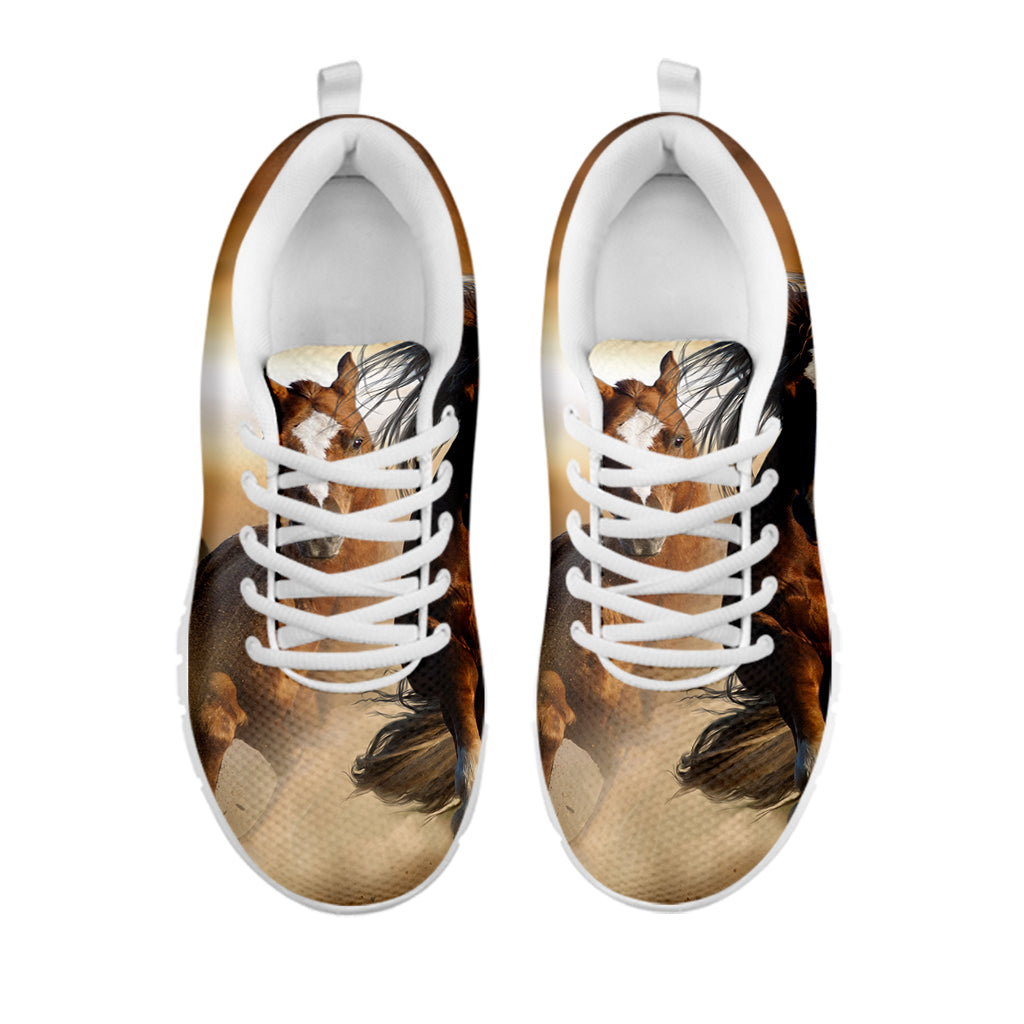 Running Wild Horses Print White Sneakers