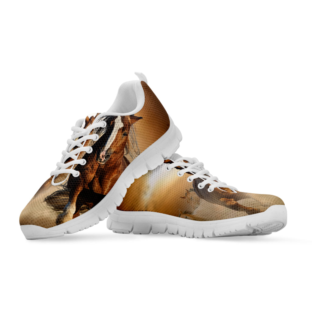 Running Wild Horses Print White Sneakers