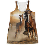Running Wild Horses Print Women's Racerback Tank Top