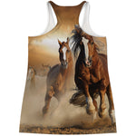 Running Wild Horses Print Women's Racerback Tank Top