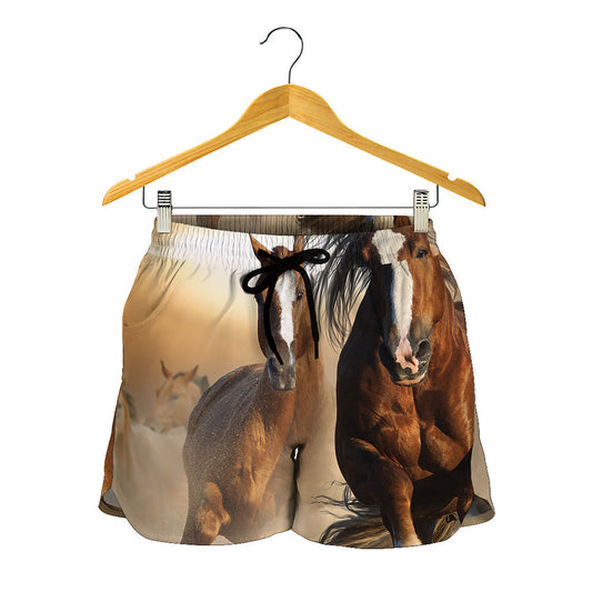 Running Wild Horses Print Women's Shorts