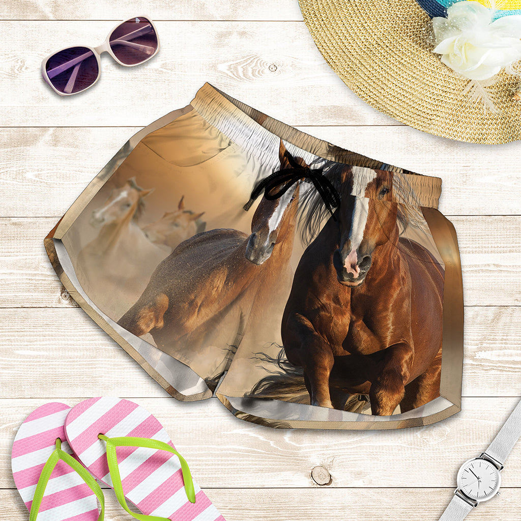 Running Wild Horses Print Women's Shorts