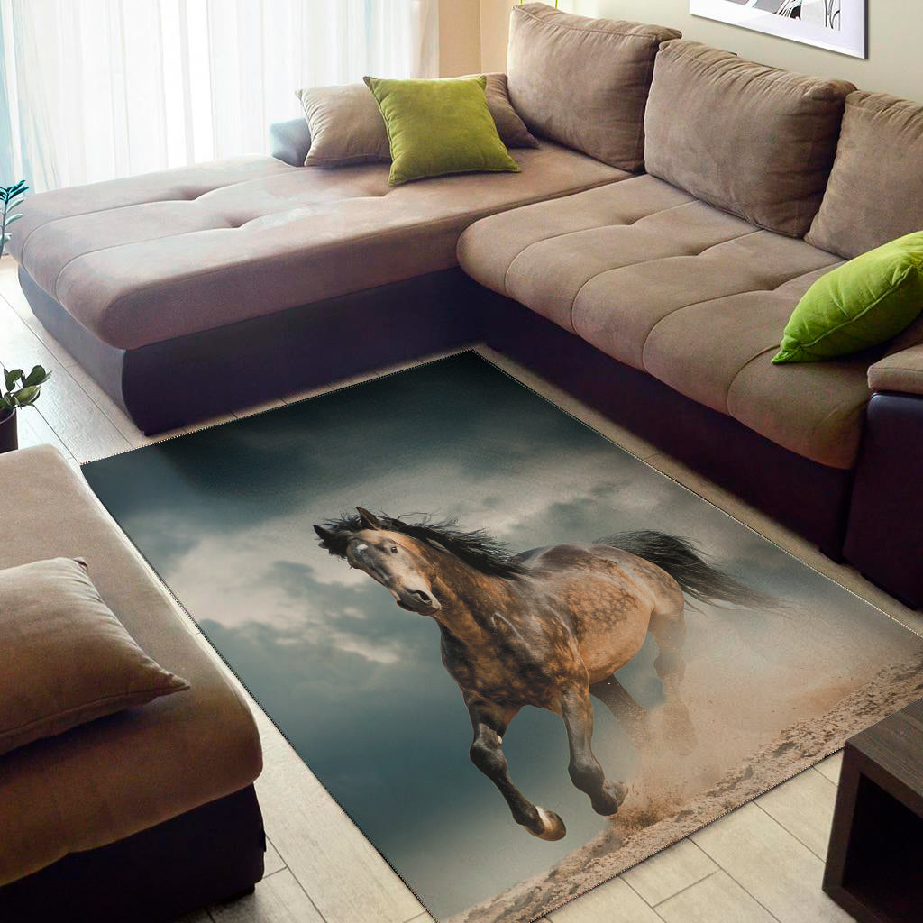 Running Wild Stallion Horse Print Area Rug