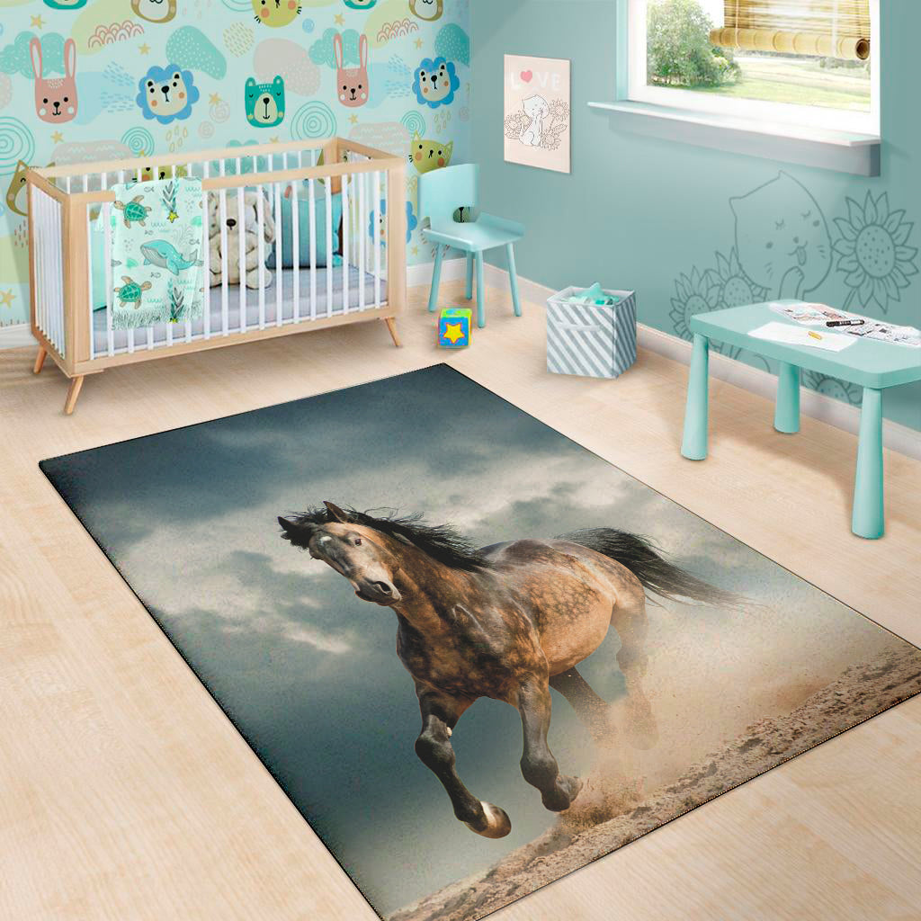 Running Wild Stallion Horse Print Area Rug