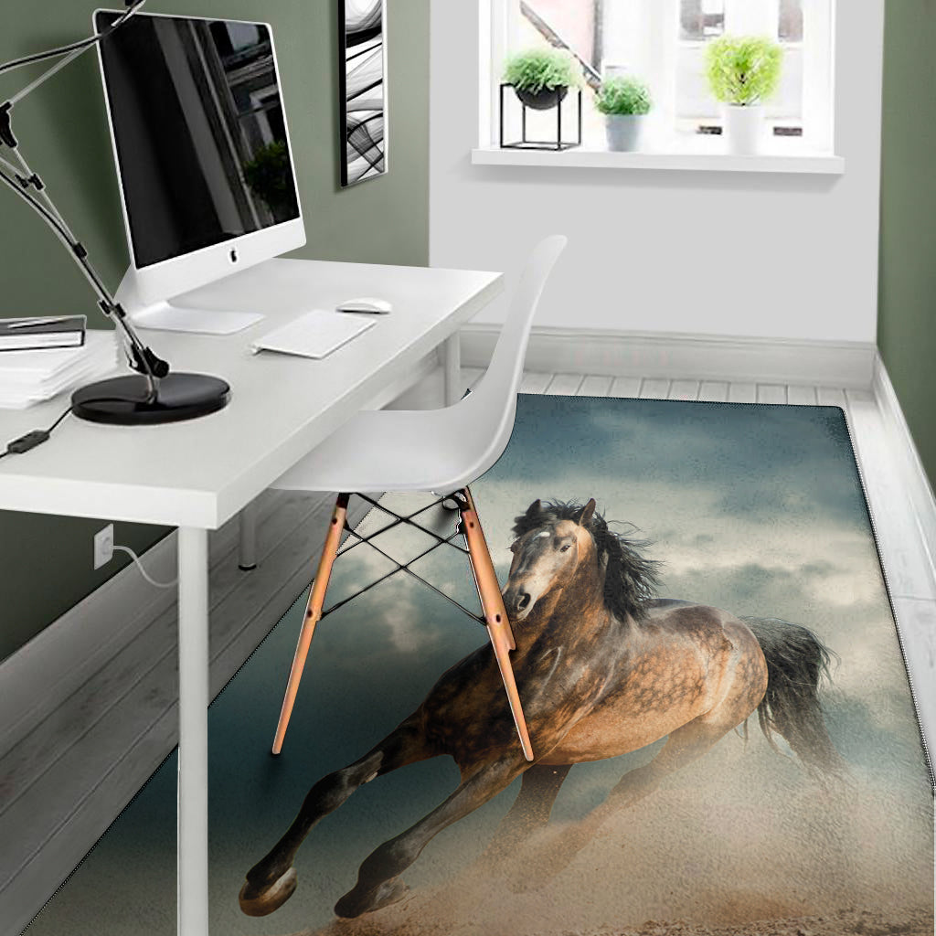 Running Wild Stallion Horse Print Area Rug