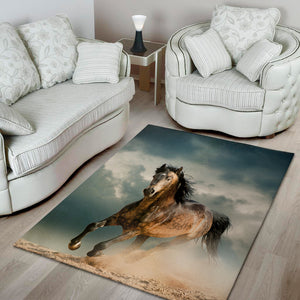 Running Wild Stallion Horse Print Area Rug