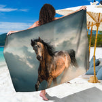 Running Wild Stallion Horse Print Beach Sarong Wrap