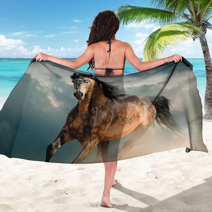 Running Wild Stallion Horse Print Beach Sarong Wrap