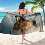 Running Wild Stallion Horse Print Beach Sarong Wrap