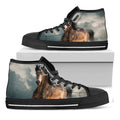 Running Wild Stallion Horse Print Black High Top Sneakers