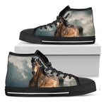 Running Wild Stallion Horse Print Black High Top Shoes