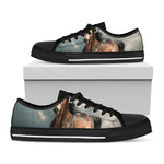 Running Wild Stallion Horse Print Black Low Top Shoes