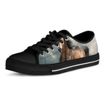Running Wild Stallion Horse Print Black Low Top Shoes