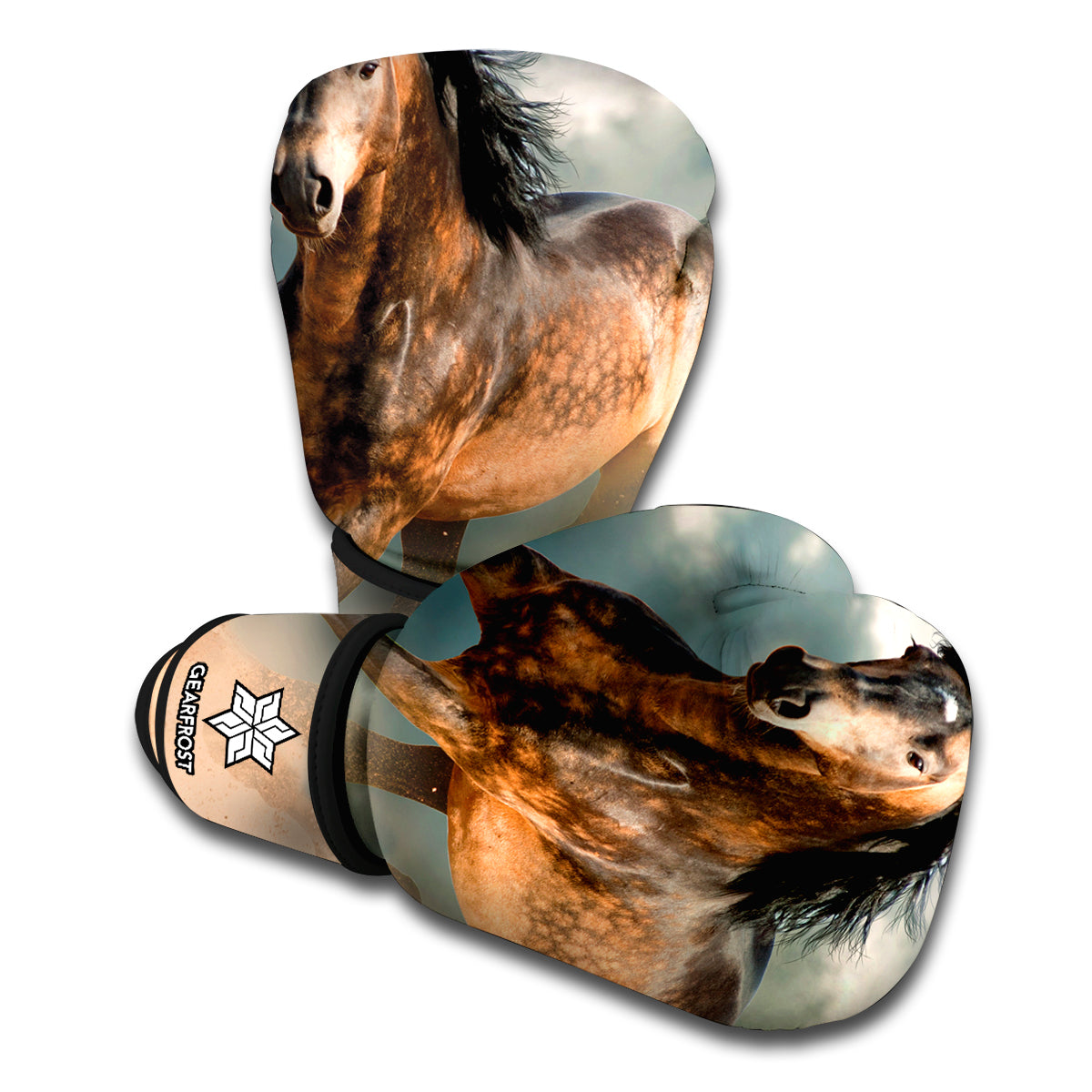 Running Wild Stallion Horse Print Boxing Gloves