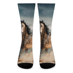 Running Wild Stallion Horse Print Crew Socks