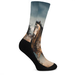 Running Wild Stallion Horse Print Crew Socks