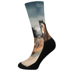 Running Wild Stallion Horse Print Crew Socks