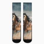Running Wild Stallion Horse Print Crew Socks