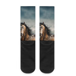 Running Wild Stallion Horse Print Crew Socks