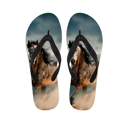 Running Wild Stallion Horse Print Flip Flops