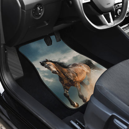 Running Wild Stallion Horse Print Front and Back Car Floor Mats