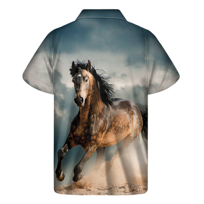 Running Wild Stallion Horse Print Men's Short Sleeve Shirt