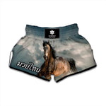 Running Wild Stallion Horse Print Muay Thai Boxing Shorts