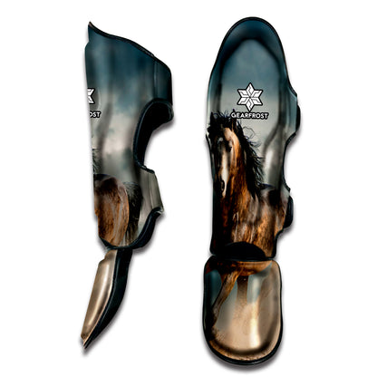 Running Wild Stallion Horse Print Muay Thai Shin Guard