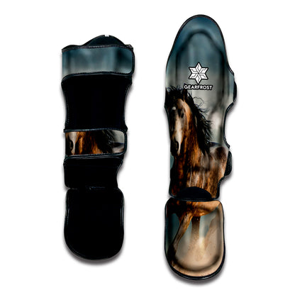 Running Wild Stallion Horse Print Muay Thai Shin Guard