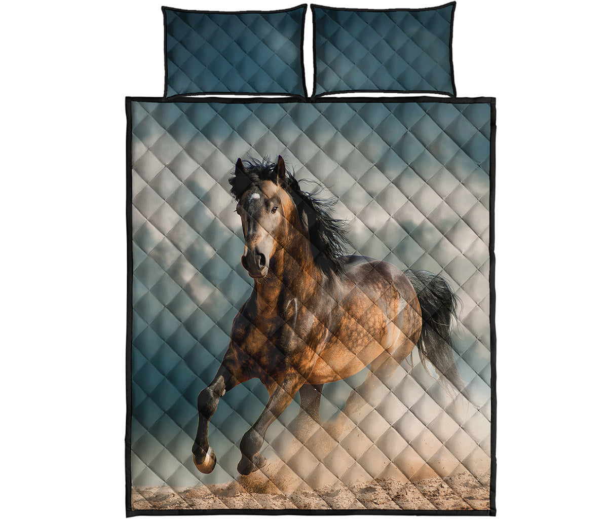 Running Wild Stallion Horse Print Quilt Bed Set