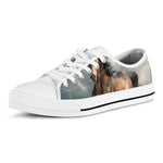 Running Wild Stallion Horse Print White Low Top Shoes