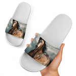 Running Wild Stallion Horse Print White Slide Sandals