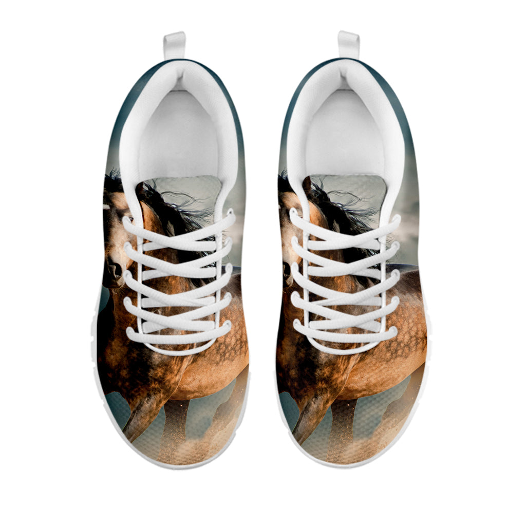 Running Wild Stallion Horse Print White Sneakers