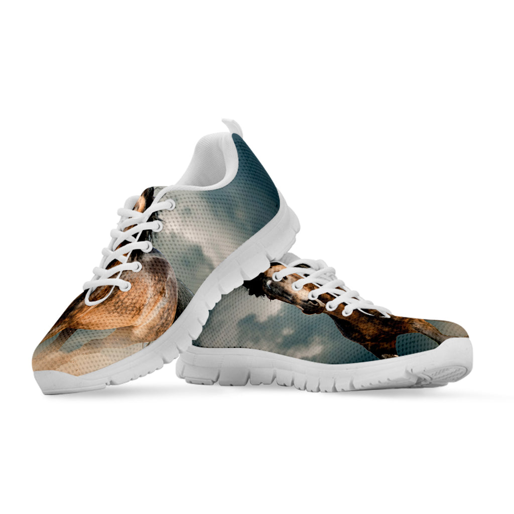Running Wild Stallion Horse Print White Sneakers