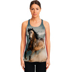 Running Wild Stallion Horse Print Women's Racerback Tank Top