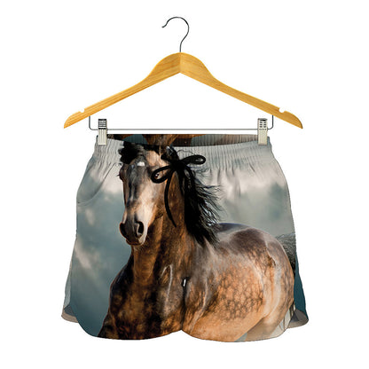 Running Wild Stallion Horse Print Women's Shorts