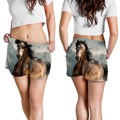 Running Wild Stallion Horse Print Women's Shorts